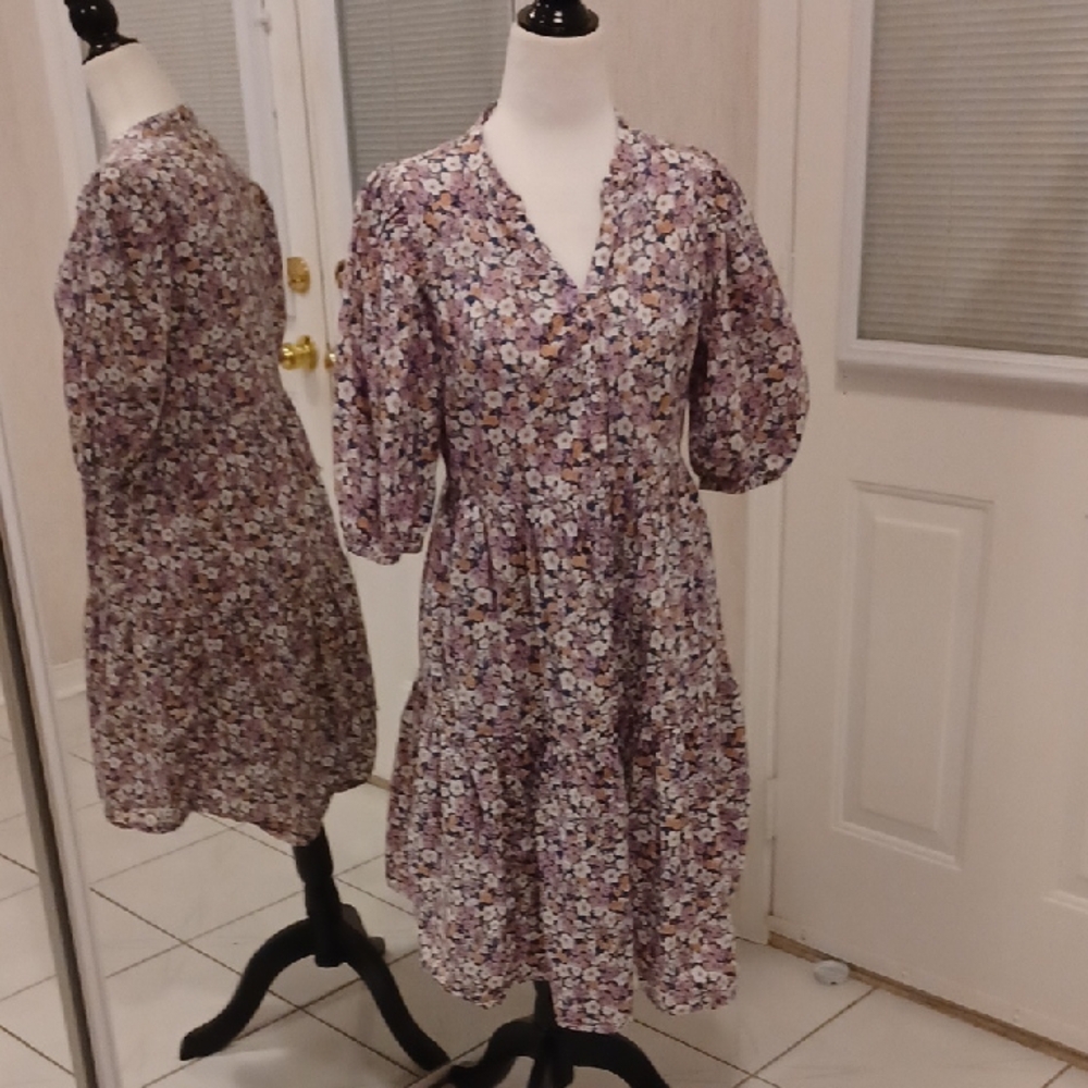 2/$80 Floral Ruffled Tiered Button-Down Sundress With Pockets - Size Small
